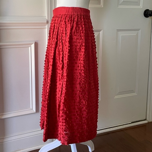 J.Crew Rust Red Textured Midi Skirt (Size 2) - Beautiful Preowned Condition - Picture 3 of 6